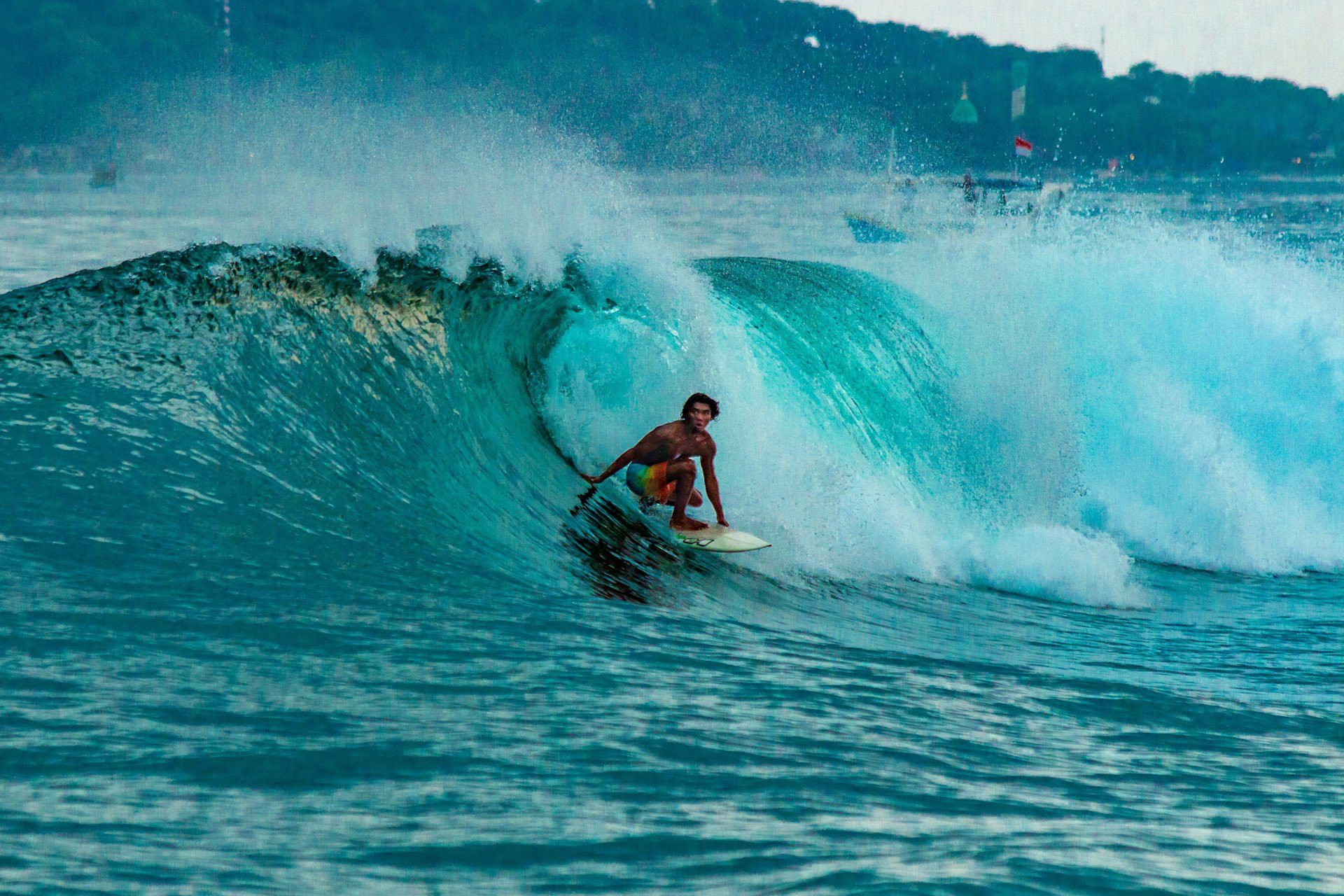 Intermediate surfing in Indonesia