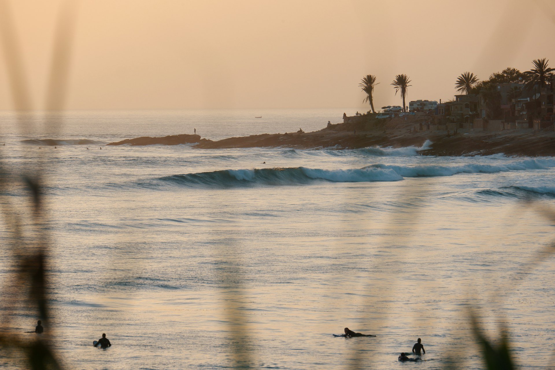 Taghazout coastline with Atlas Mountains. Photo: Abdessalam Belfakir